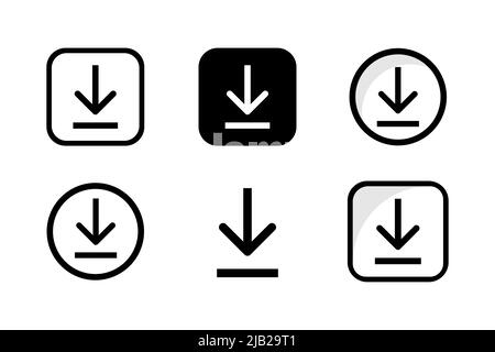 Satz von Download-Symbol-Symbolen auf weißem Hintergrund isoliert. Vektorgrafik Stock Vektor