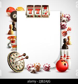 Spiele realistische Rahmen mit weißem Blatt für Text Foto oder andere Anwendung Vektor Illustration Stock Vektor