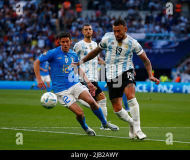 LONDON, ENGLAND - 01. JUNI: Nicolas Otamendi aus Argentinien während der Finalissima CONMEBOL - UEFA Cup of Champions zwischen Italien und Argentinien in der Wembley St Stockfoto