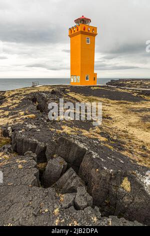 Svörtuloft Leuchtturm in Island Stockfoto