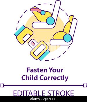 Befestigen Sie Ihr Kind richtig Konzept Symbol Stock Vektor