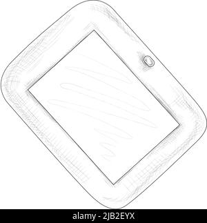 Handgezeichnetes Skizzentablett in schwarz-weißer Farbvektordarstellung Stock Vektor