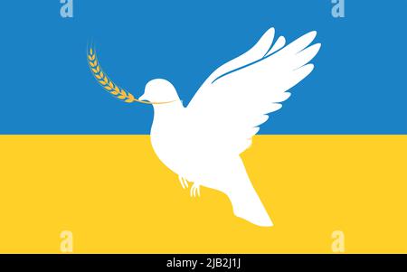 Illustration zur Welt in der Ukraine. Der Vogel ist ein Symbol des Friedens. Kein Krieg. Stock Vektor