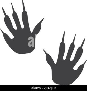 Stoat Pfoten schwarze Markierungen. Waldtierpfad Stock Vektor