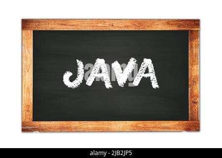 JAVA-Text auf schwarzem Holzrahmen Schule Tafel geschrieben. Stockfoto