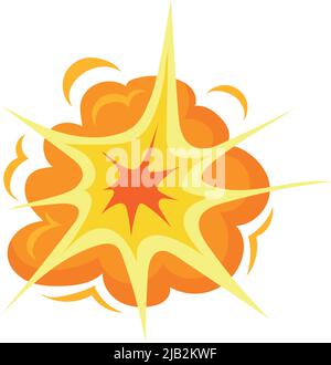 Bang-Effekt. Explosion des Cartoon-Booms. Symbol für die Brandbekämpfung auf weißem Hintergrund isoliert Stock Vektor