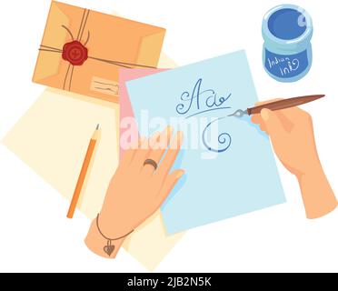 Kalligraphie Hobby. Kreative handgefertigte Handwerk Cartoon-Symbol auf weißem Hintergrund isoliert Stock Vektor