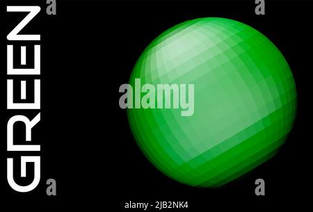 Vorlage mit abstrakter grüner Kugel auf schwarzem Hintergrund. Techno-Style. Vektorgrafiken Stock Vektor
