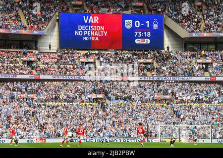 LONDON, GROSSBRITANNIEN. MAI 29. während des Play-Off Finales der Sky Bet Championship zwischen Huddersfield Town und Nottingham Forest im Wembley Stadium, London, am Sonntag, 29.. Mai 2022. (Kredit: Jon Hobley | MI News) Kredit: MI Nachrichten & Sport /Alamy Live News Stockfoto