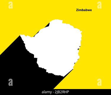 Zimbabwe Karte auf Retro-Poster mit langem Schatten. Vintage-Zeichen einfach zu bearbeiten, zu bearbeiten, zu ändern oder zu färben. Stock Vektor