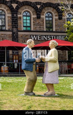 Öffentliche Kunstskulpturen in Koblenz, Deutschland Stockfoto