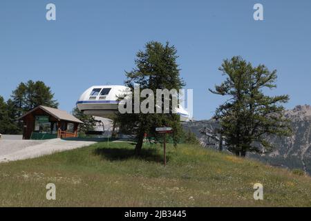 Gare de télésiège de Vars Sainte-Marie, Hautes-Alpes Stockfoto