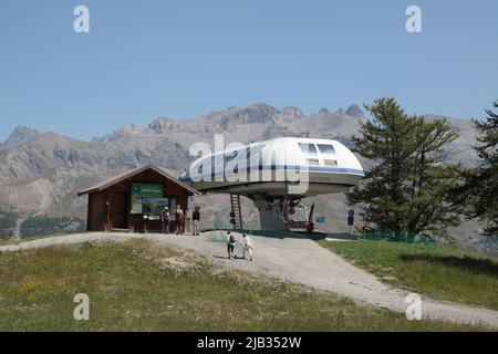 Gare de télésiège de Vars Sainte-Marie, Hautes-Alpes Stockfoto