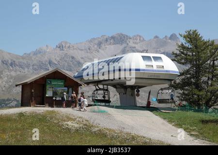 Gare de télésiège de Vars Sainte-Marie, Hautes-Alpes Stockfoto