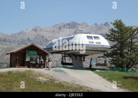 Gare de télésiège de Vars Sainte-Marie, Hautes-Alpes Stockfoto