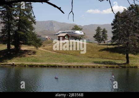 Gare de télésiège de Vars Sainte-Marie, Hautes-Alpes Stockfoto