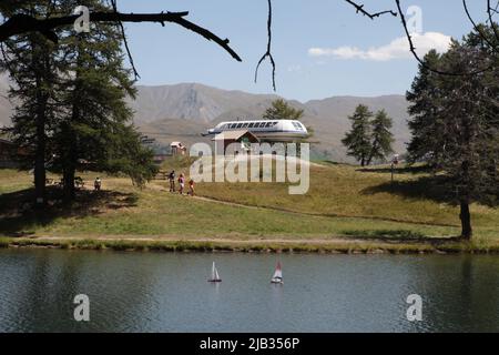 Gare de télésiège de Vars Sainte-Marie, Hautes-Alpes Stockfoto