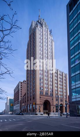 Der Boji Tower, auch bekannt als Michigan National Bank Building, Lansing, Michigan, USA Stockfoto