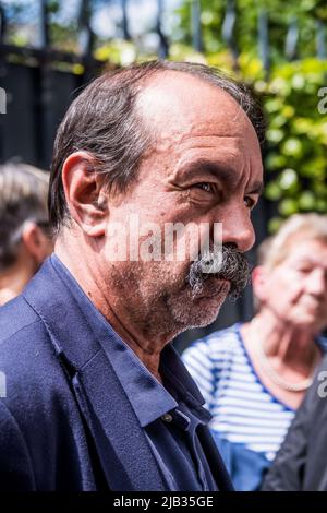Philippe Martinez während einer Demonstration der CGT-Rentner für die Abwertung der Rente am 2. Juni 2022 in Paris, Frankreich. Foto von Pierrick Villette/ABACAPRESS.COM Stockfoto
