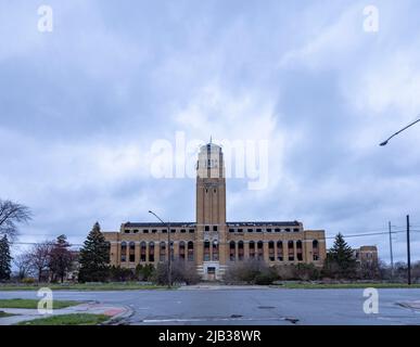 Verlassene ehemalige US-amerikanische Motoren-Weltzentrale, Plymouth Road Office Center (PROC), Detroit, Michigan, USA Stockfoto