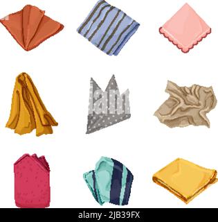 Taschentuch Handtuch Cartoon Icons Set Vektor Stock Vektor