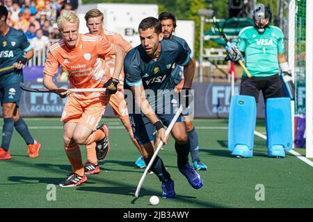 MALDEN, NIEDERLANDE - 2. JUNI: Nicolas della Torre von Argentinien während des FIH Pro League-Spiels zwischen den Niederlanden und Argentinien im Sportkomplex De Kluis am 2. Juni 2022 in Malden, Niederlande (Foto von Rene Nijhuis/Orange Picics) Credit: Orange Pics BV/Alamy Live News Stockfoto