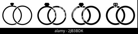 Eheringe-Set. Symbol für Familienstand. Design für Web- und mobile Apps. Vektordarstellung auf weißem Hintergrund isoliert Stock Vektor
