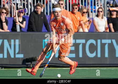 MALDEN, NIEDERLANDE - 2. JUNI: Derck de Vilder aus den Niederlanden während des FIH Pro League-Spiels zwischen den Niederlanden und Argentinien im Sportkomplex De Kluis am 2. Juni 2022 in Malden, Niederlande (Foto von Rene Nijhuis/Orange Picics) Credit: Orange Pics BV/Alamy Live News Stockfoto