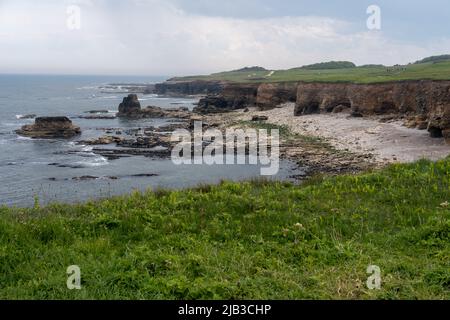 Blick auf die Küste von Leas, Marsden, South Tyneside, Großbritannien. Stockfoto