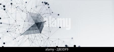 Big-Data-Konzept. Crystal Mesh 3D-Abbildung. Neuronale Verbindungen im digitalen Gehirn. Datennetzwerk und Nanotechnologie im Cyberspace Stockfoto