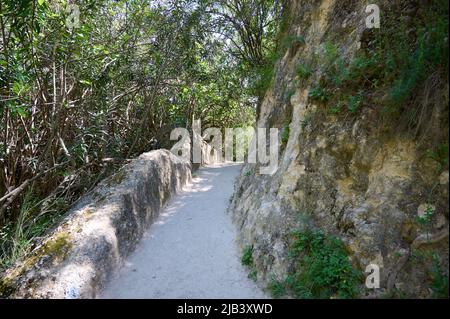 Wasserfall-Landschaft. Ayuns Fallwasserstrom. Fluss Nahal Ayun. Naturschutzgebiet und Nationalpark. Oberes Galiläas, Israel Stockfoto