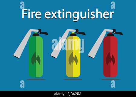 Sicherheit Symbol.Feuerlöscher Symbol mit langen Schatten schwarz, einfachen Design-Stil, Vektor-Illustration Stock Vektor