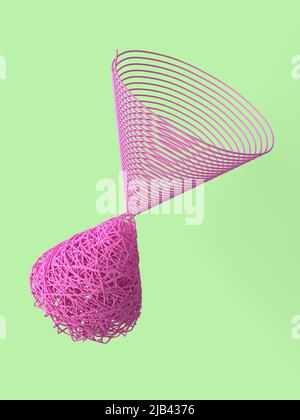 Entwirren Sie vom Chaos zur Ordnung – Rückgang im Vergleich zum Fortschritt 3D Stockfoto