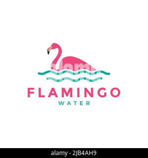 Bunte Vogel Flamingo Schwimmen Logo Design Vektor Grafik Symbol Illustration kreative Idee Stock Vektor