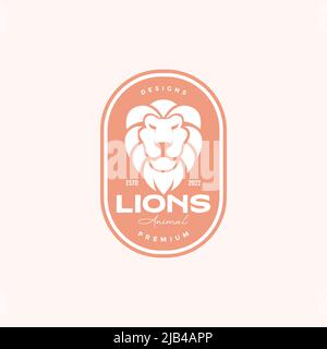 Farbige vintage Abzeichen mit Löwen Logo Design Vektor Grafik Symbol Symbol Illustration kreative Idee Stock Vektor