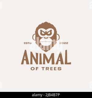 Kopf vintage farbigen Affen Logo Design Vektor Grafik Symbol Illustration kreative Idee Stock Vektor