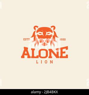 Vintage orange Kopf Löwe Tier Logo Design Vektor Grafik Symbol Illustration kreative Idee Stock Vektor