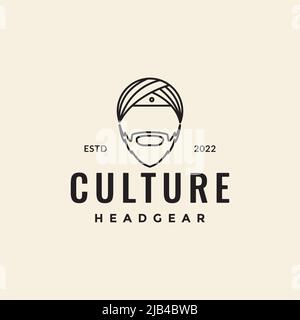 Linie Kopf indischen Turban Logo Design Vektor Grafik Symbol Illustration kreative Idee Stock Vektor