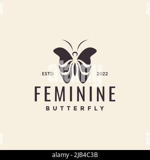 Einfache Schmetterling minimal Hipster Logo Design Vektor Grafik Symbol Illustration kreative Idee Stock Vektor