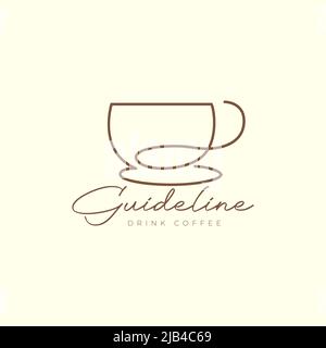 Kontinuierliche Linie Tasse Kaffee oder Schokolade heiß Logo Design Vektor Grafik Symbol Illustration kreative Idee Stock Vektor