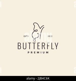 Einfache minimale Linie Schmetterling Logo Design Vektor Grafik Symbol Illustration kreative Idee Stock Vektor