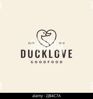 Linie Liebe mit Ente Logo Design Vektor Grafik Symbol Illustration kreative Idee Stock Vektor