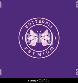 Polygon Schmetterling Abzeichen Logo Design Vektor Grafik Symbol Illustration kreative Idee Stock Vektor