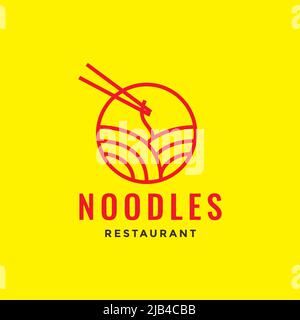 Linie Kreis geometrische Nudel und Chopstick Logo Design Vektor Grafik Symbol Illustration kreative Idee Stock Vektor