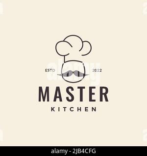 Einfache Hipster Chef Schnurrbart Logo Design Vektor Grafik Symbol Illustration kreative Idee Stock Vektor