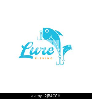 Moderne blaue Köder Fischerei Logo Design Vektor Grafik Symbol Illustration kreative Idee Stock Vektor