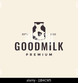 Flasche mit Milch Kuh Milchlogo Design Vektor Grafik Symbol Illustration kreative Idee Stock Vektor
