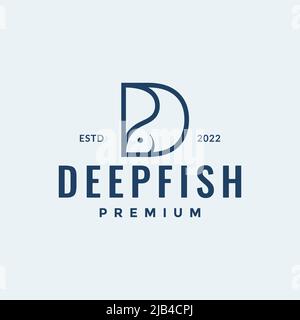 Initial D mit Fisch Logo Design Vektor Grafik Symbol Symbol Illustration kreative Idee Stock Vektor