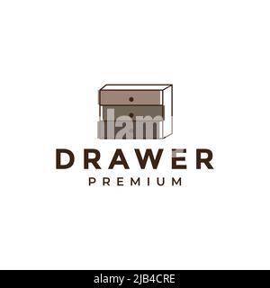 Einfache Linie abstrakt Innenraum Schublade Logo Design Vektor Grafik Symbol Illustration kreative Idee Stock Vektor