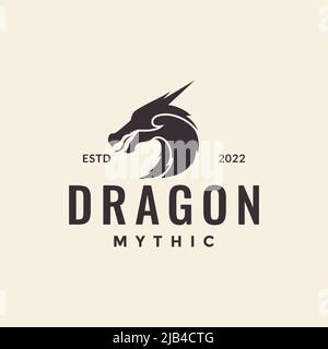 Seitenansicht Kopf Drachen vintage Logo Design Vektor Grafik Symbol Illustration kreative Idee Stock Vektor